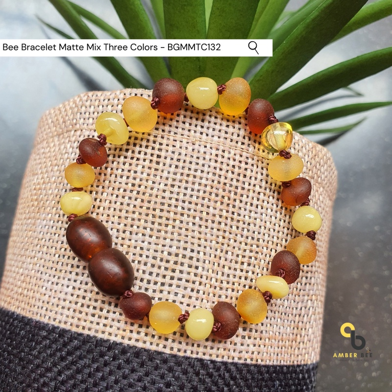 Gelang Amber Baltic Lithuania Balita &amp; Anak Premium Matte Mix Colors BGMMTC132 By Amber Bee