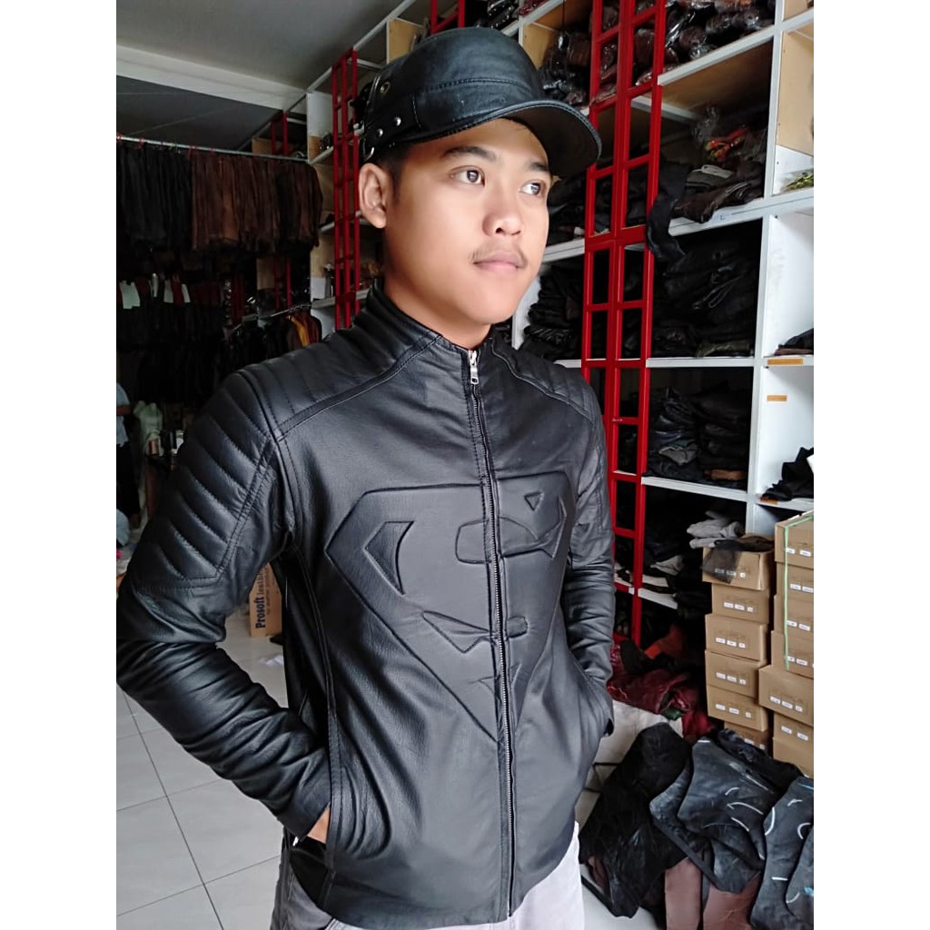 Jaket Kulit Asli Pria Superman Elegant Brownie ARL Silverstone