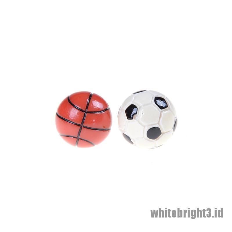 (white3) Miniatur Bola Sepak / Basket Skala 1: 6 / 1: 12 Untuk Rumah Boneka