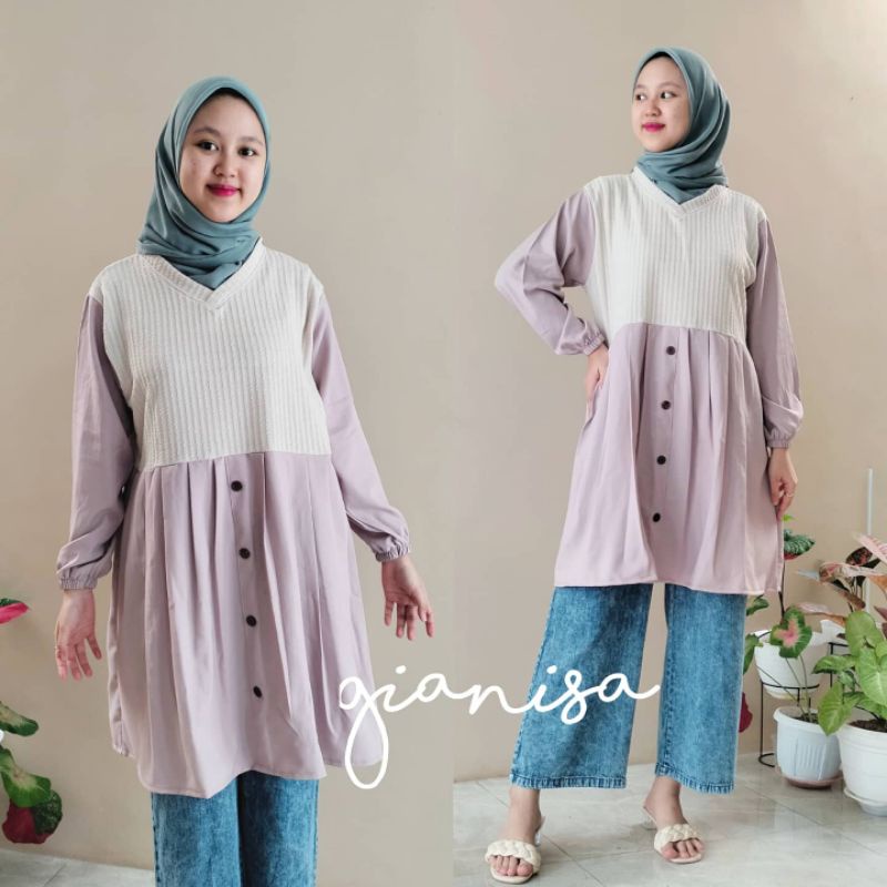 GIANISA | LALINA TUNIK KOMBINASI KNIT ITY CREPE