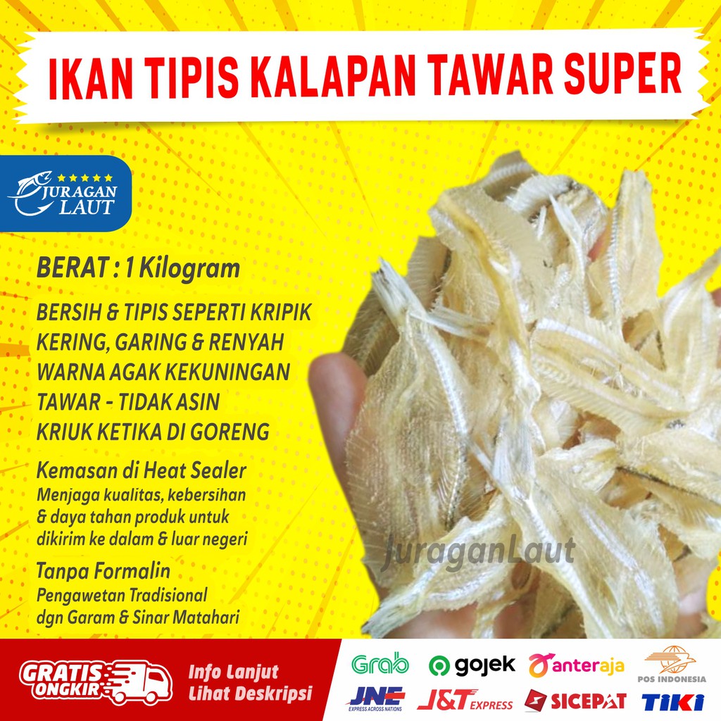 

Ikan Asin Tipis Kalapan Pakang TAWAR Garing Renyah KRIUK super 1kg
