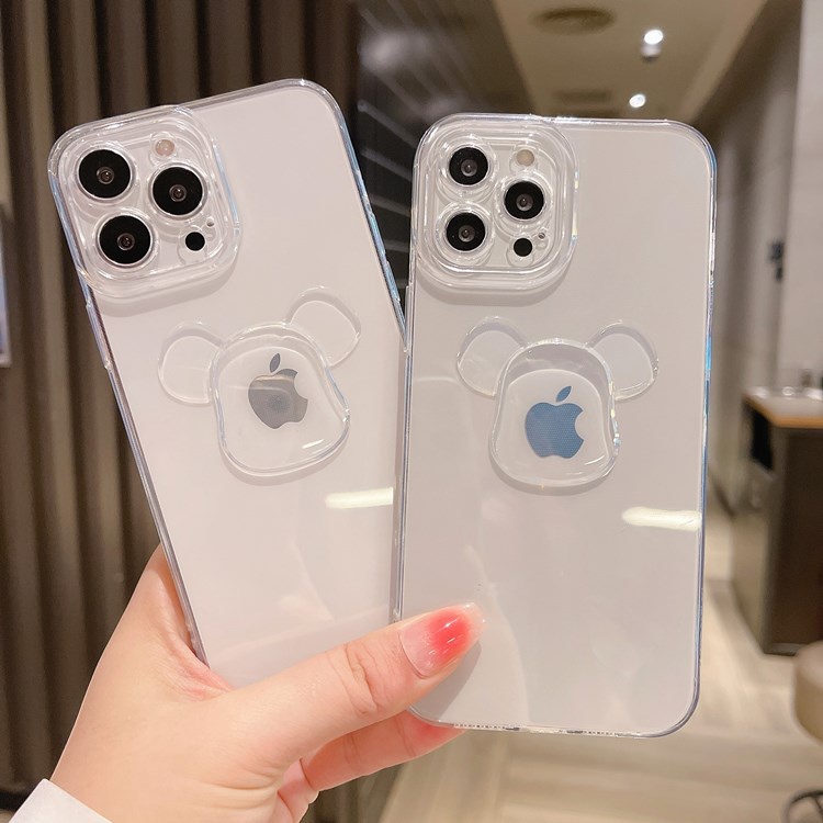 Soft Case Silikon Transparan Motif Beruang 3D Untuk iphone 13 12 11 Pro Max X XS XR 7 8 Plus XS Max