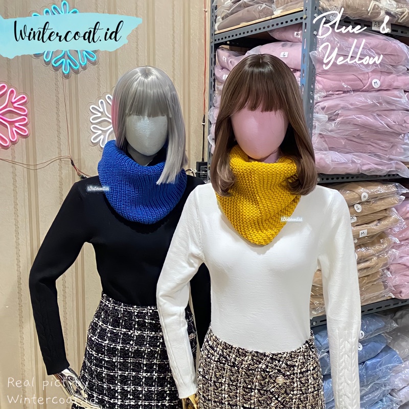 Infinity Scarf 2 Ring syal panjang musim dingin long winter scarf wool hangat pashmina rajut tebal