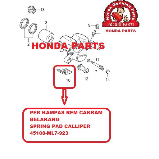 PER KAMPAS REM CAKRAM BELAKANG SPRING PAD CALIPER 45108-ML7-923 ORIGINAL HONDA