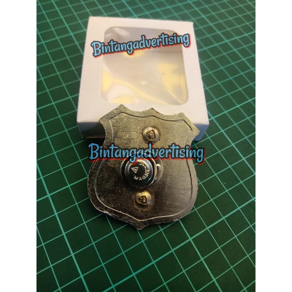 Pin Kewenangan Security Satpam Silver Magnet Bahan SUPER PREMIUM