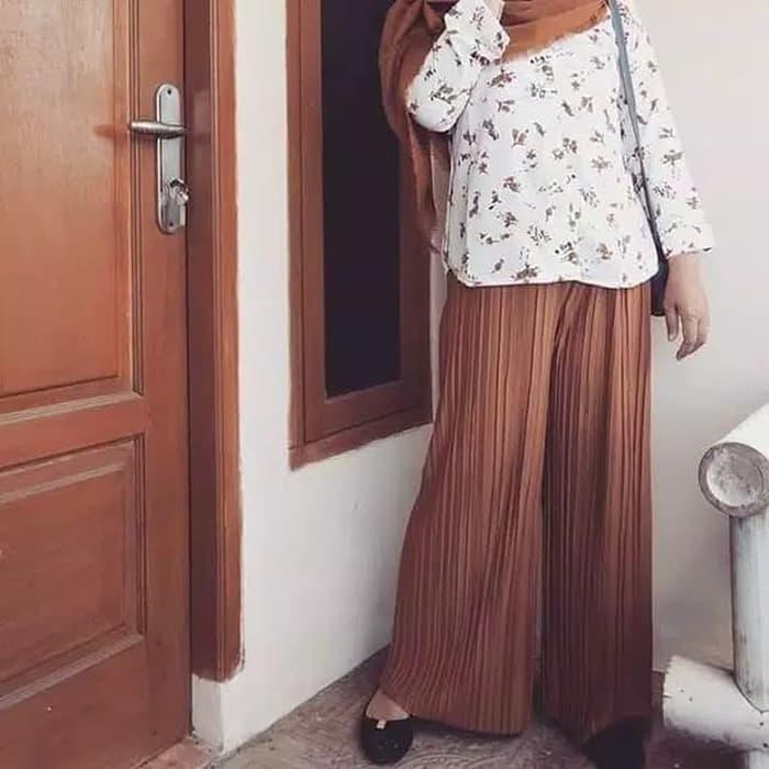 Promo CELANA KULOT PLISKET FLARE PANTS PREMIUM - R-MAROON Murah
