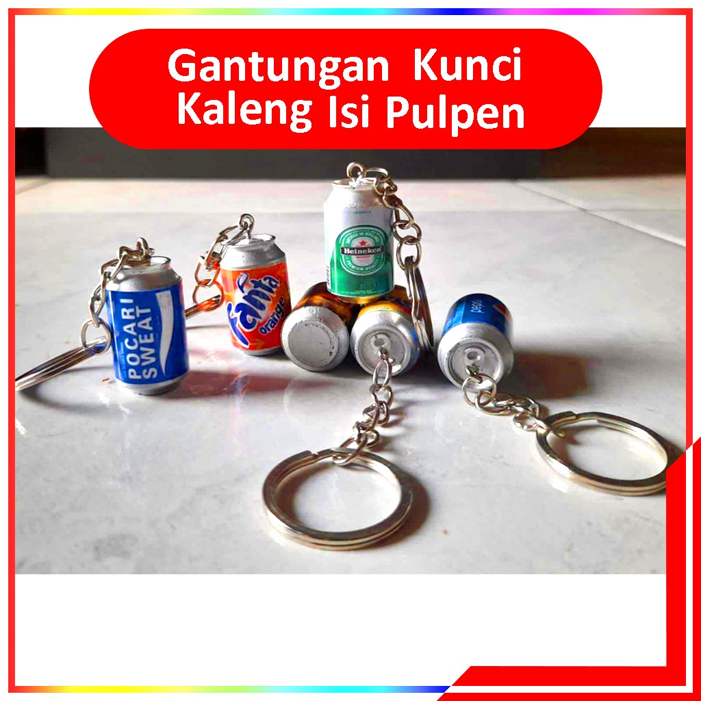 Gantungan Kunci Kaleng Minuman dan Pulpen - Gantungan Kaleng Isi Pulpen / Tas Motif Minuman Kaleng Lucu &amp; Unik