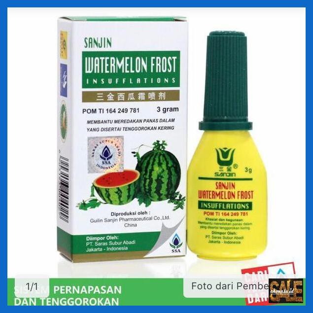 

LUTMUOBAT- SANJIN WATERMELON FROST INSUFFLATIONS (HOU FUNG SAN SEMANGKA) -ASLI.