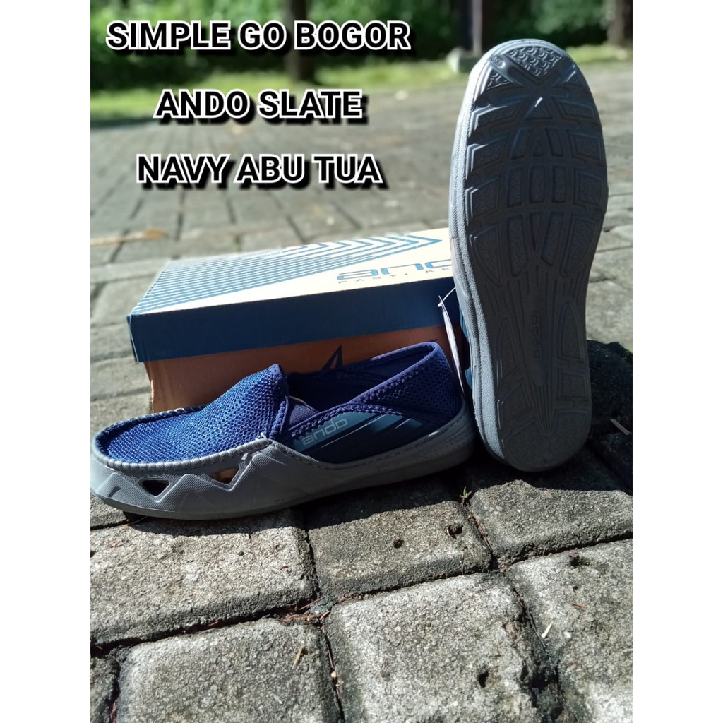 Sepatu pria slip-on ando slate ori size 39-43