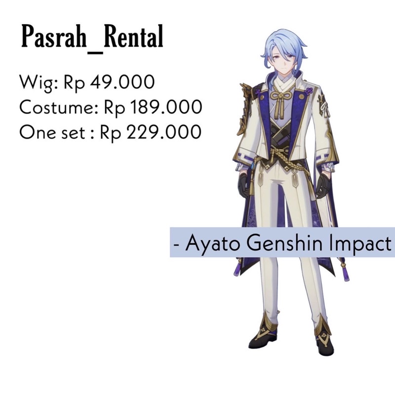 SEWA RENTAL KOSTUM / COSPLAY KAMISATO AYATO GENSHIN IMPACT