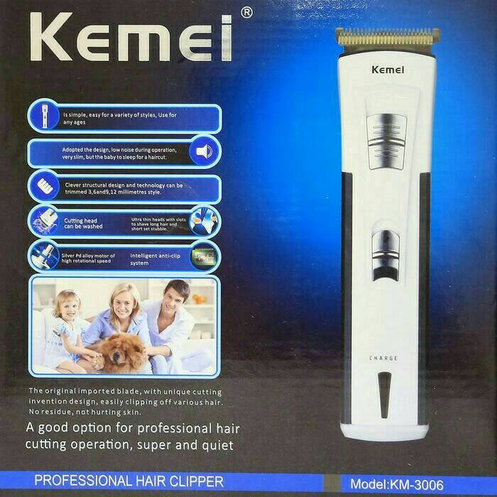 COD Mesin Cukur Rambut Kemei KM-3006 Washable Hair Clipper Rechargeable KEMEI km-3006 / ALAT CUKUR RAMBUT CAS KEMEI KM-3006 / CUKURAN RAMBUT KEMEI KM-3006