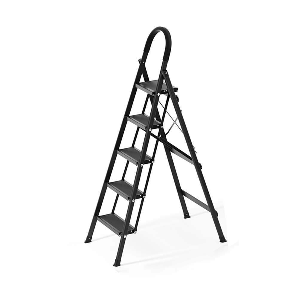 HOVELSHOP Tangga Besi Lipat Hitam Kokoh 5 6 Step Holder Household Ladder