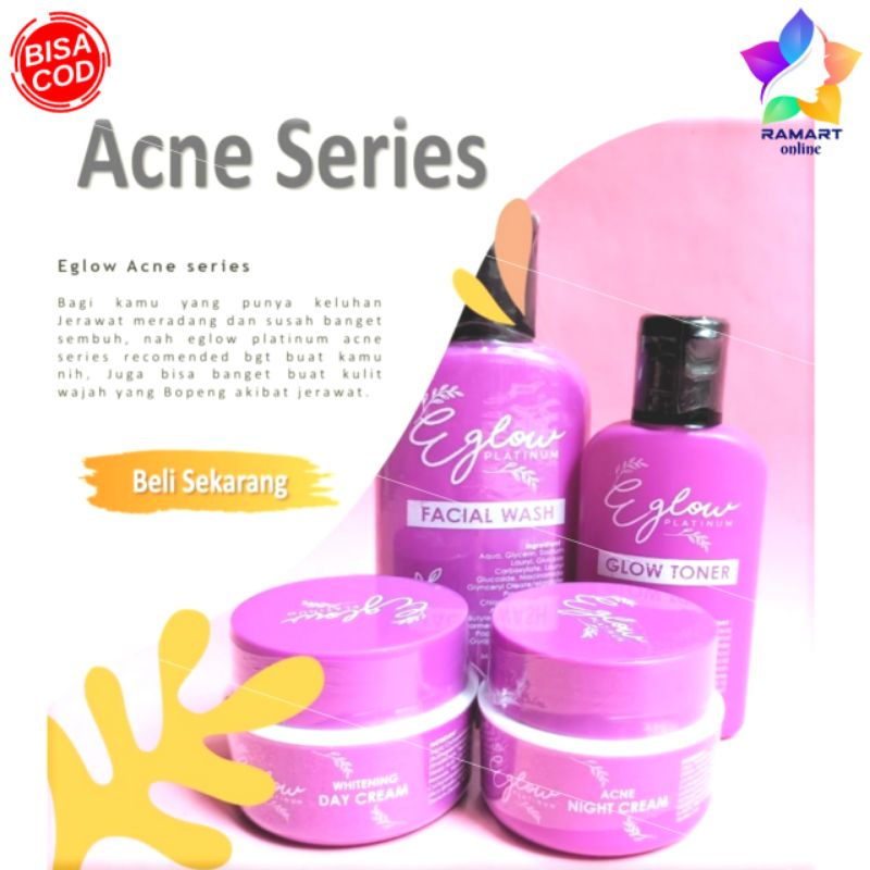 (COD) E GLOW PLATINUM SKINCARE BPOM WHITENING ACNE