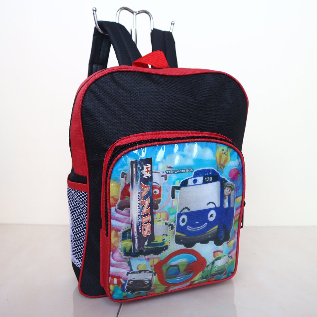 Tas Ransel Anak Laki-Laki Little Bus Kecil Merah Sekolah TK PAUD Cowok Lucu Bagus Imut Murah