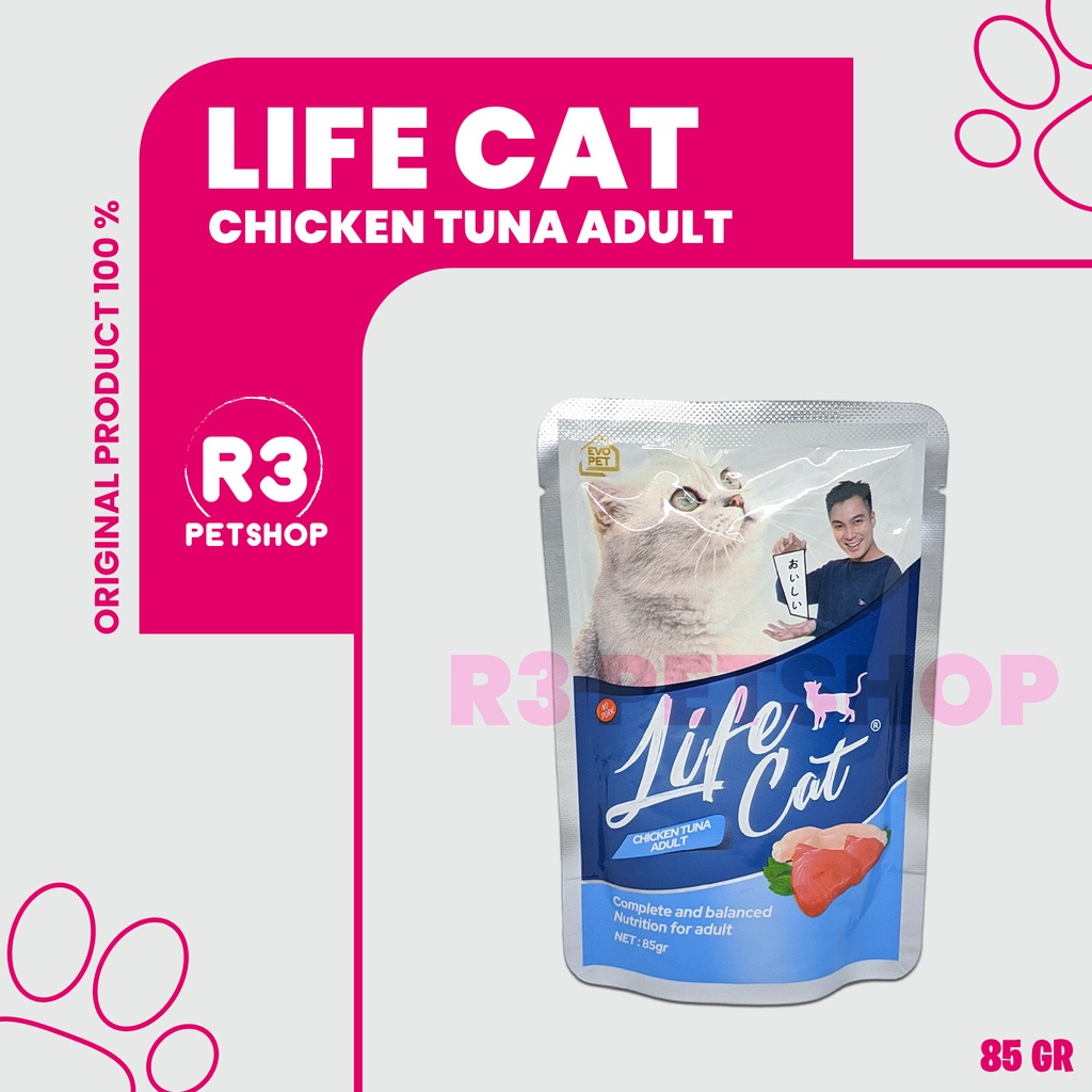 Makanan kucing basah Life Cat Pouch All Variant 85gr - Life Cat sachet
