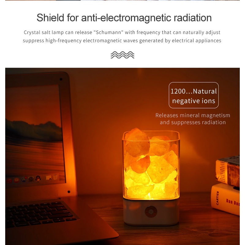 Lampu Tidur fitur membersihkan udara Lampu kesehatan dengan kristal Garam dari Himalaya, LED Crystal Salt Lamp of Himalaya Lava Lampu dekorasi kamar tidur Crystal Natural Himalayan Salt Lamp USB Led Multicolor Night Light Table Lava Lamps for Bedroom Beds