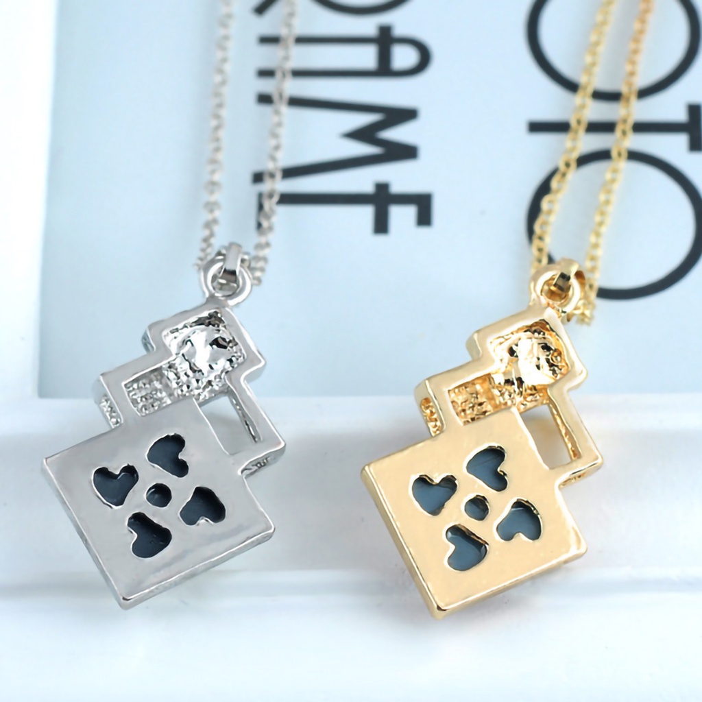 Hu Hu Hu Hu Hu Alat Bantu Pasang Kacamata♡ 2pcs / Set Anting Tusuk + Kalung Liontin Geometri Hias Kristal Imitasi Bahan Alloy Untuk Wanita