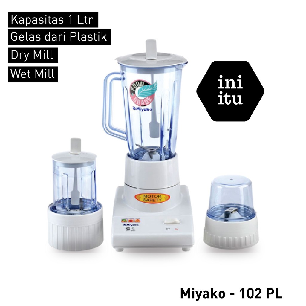 [ Miyako ] Blender Plastik 3 in 1 Miyako - 102 PL. Kapasias 1 L