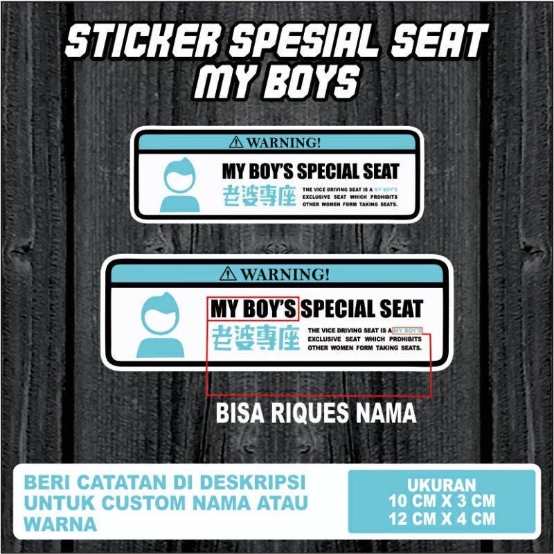 Sticker Spesial seat | Boy's (custom nama)