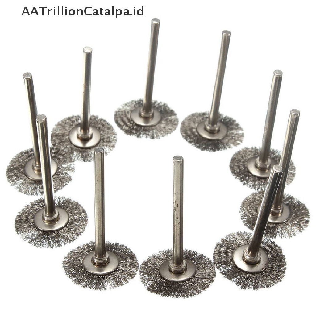 (AATrillionCatalpa) 10pcs / Set Brush Kawat Stainless Steel 3mm 21mm Untuk Gerinda Dremel