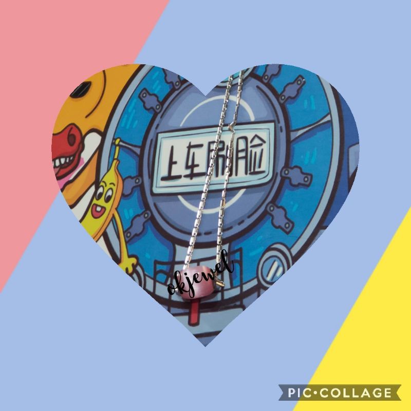 kalung + liontin batu opal pink