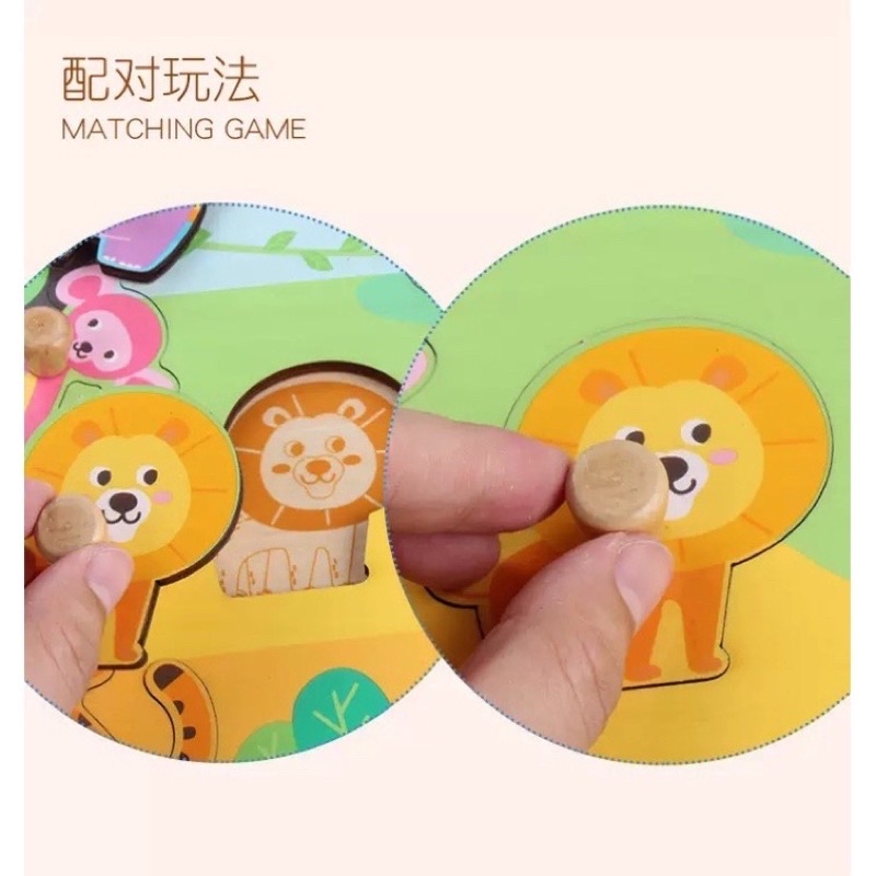 children wood knob puzzle puzzle kayu dengan pegangan