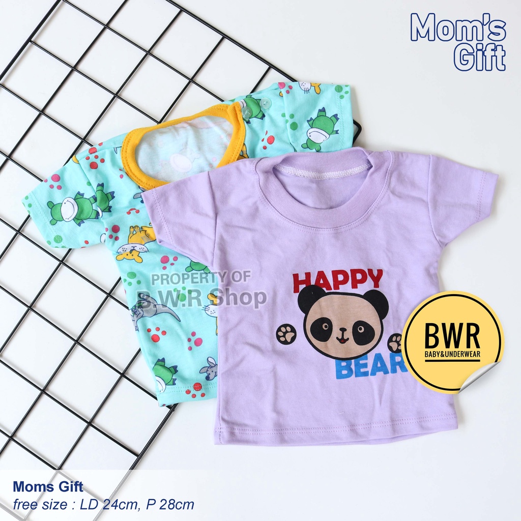 [ 3pc ] Oblong PENDEK Moms Gift Motif Random / Kaos Oblong Anak Bayi Newborn | Bwr