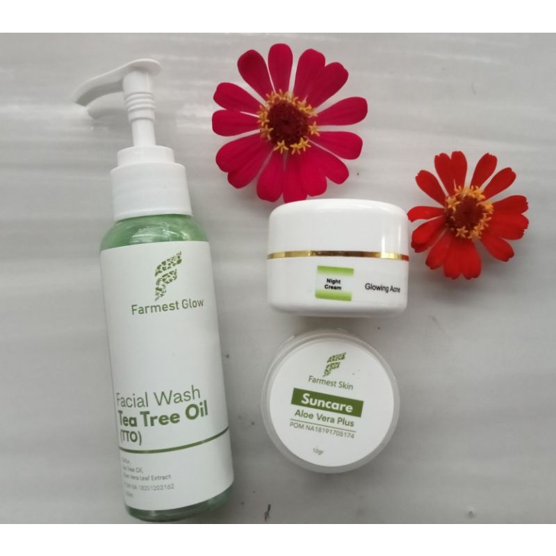 FARMEST SKIN Acne glow, facial wash, suncare, nigt cream