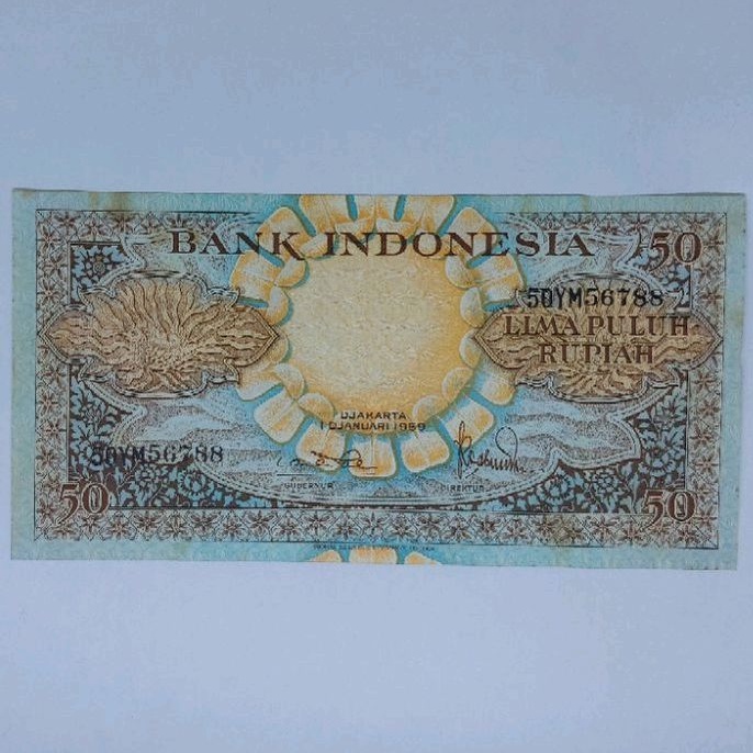 Uang Kuno 50 Rupiah 1959 / 50 Rupiah seri Bunga.