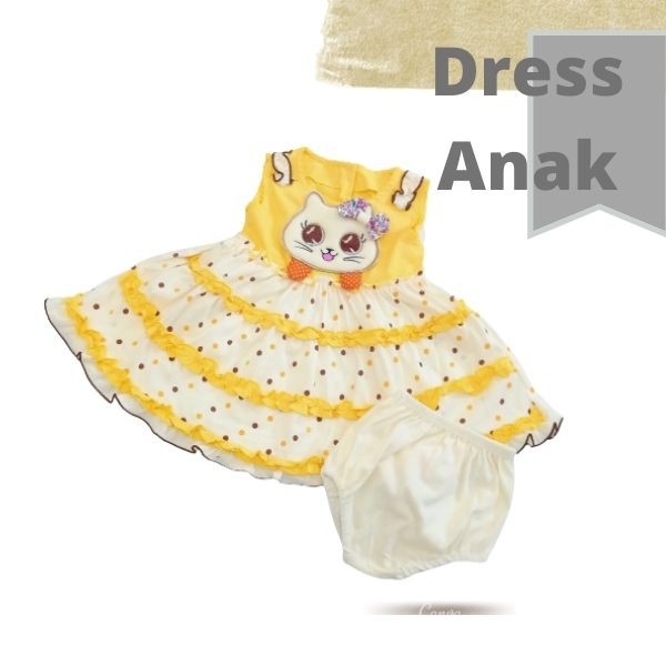 Setelan Dress Anak 3-18 Bulan Bordir Boneka