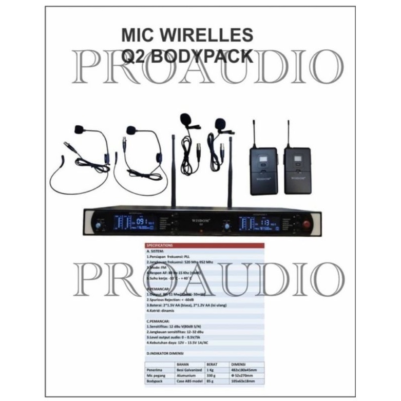 Microphone wireless Wisdom Q2 bodypack