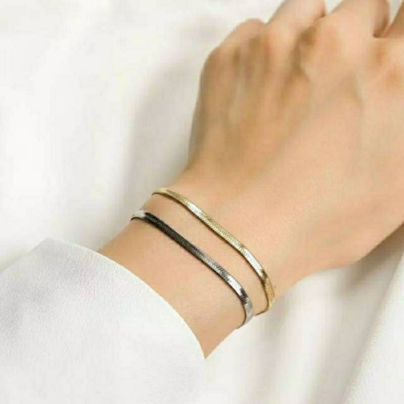 gelang titanium belut gepeng anti karat JJ28