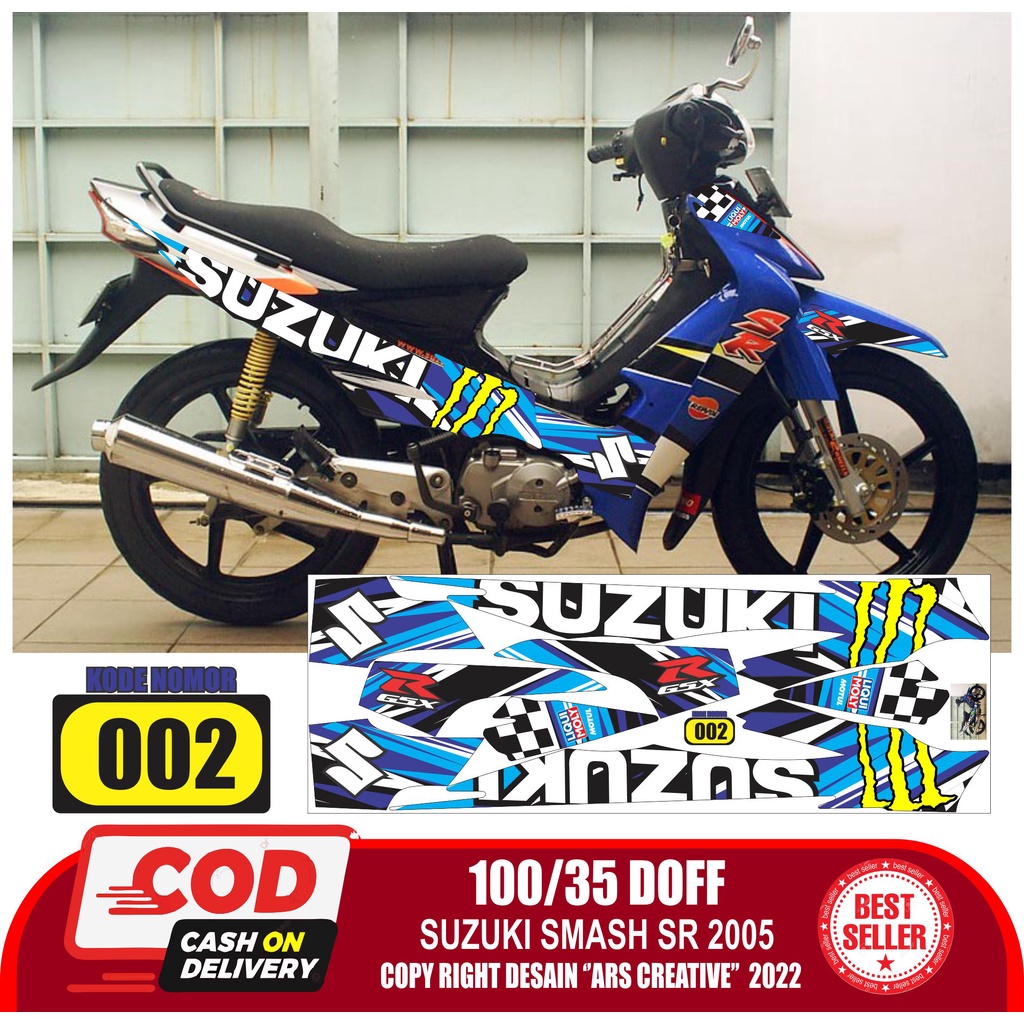 Striping decal stiker suzuki smash SR 2005 Variasi sticker suzuki smash sr 2005 semua ready packing 