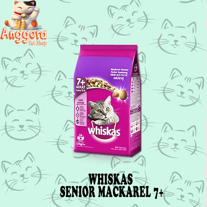 Whiskas 1,1kg Senior 7+ rasa MACKEREL (EKSPEDISI)