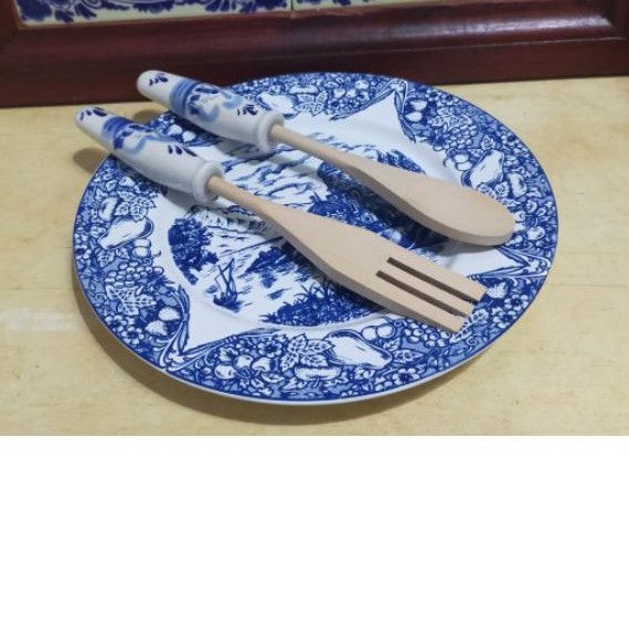 Sendok Garpu Salad Delft Blue Holland