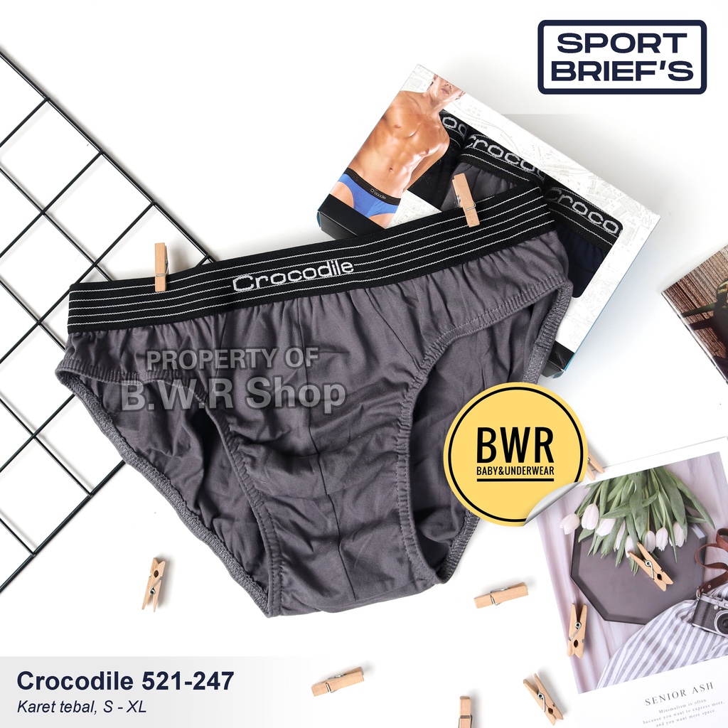 [ 3pc ] CD Crocodile 521 - 247 SPORT / Celana Dalam Pria Sempak Karet Tebal Boxer Man Briefs | Bwr