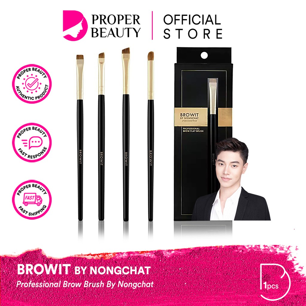 BROWIT BY NONGCHAT Professional Brow Brush By Nongchat Thailand / Blending Flat Angled Kuas Alis Set