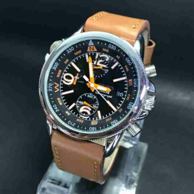 JAM TANGAN PRIA SEIKO SOLAR CHRONO AKTIVE JARUM WHITE YELLOW