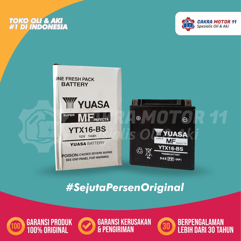promo Yuasa Motor Ytx 16 Bs Taiwan
