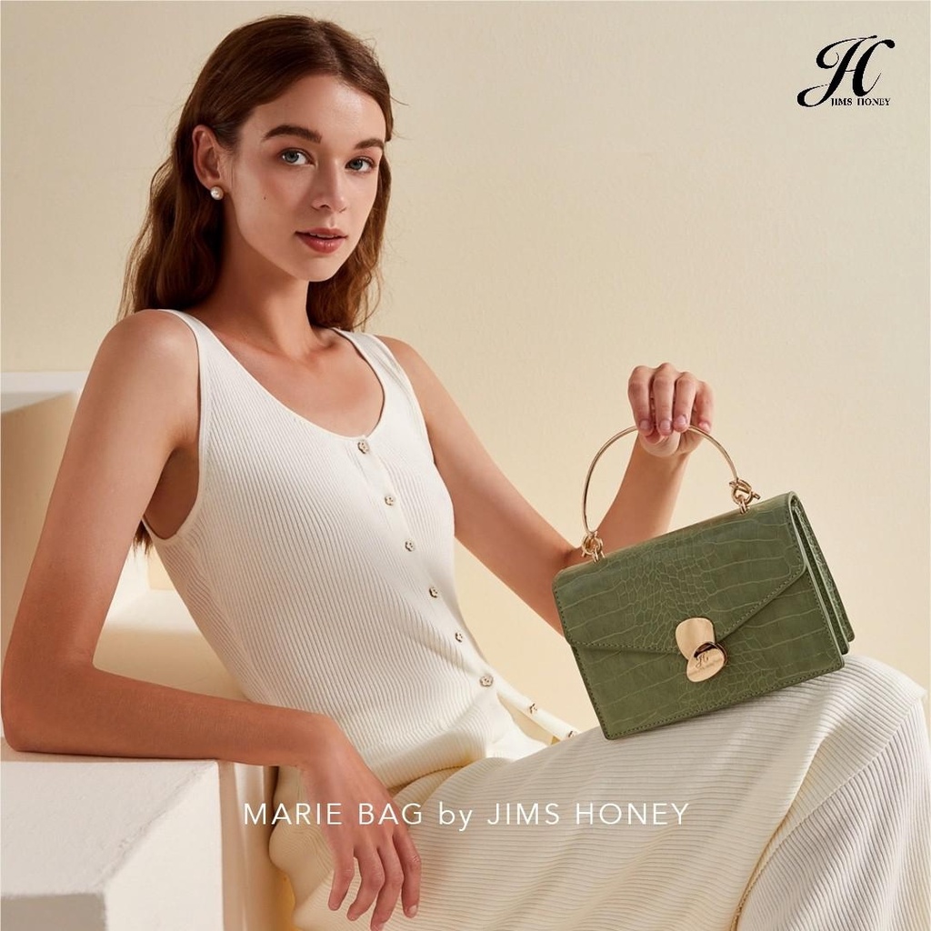 Jimshoney Marie Bag - Tas Selempang Wanita Elegan Motif Croco Handbag Slingbag Vegan Leather Jims Ho