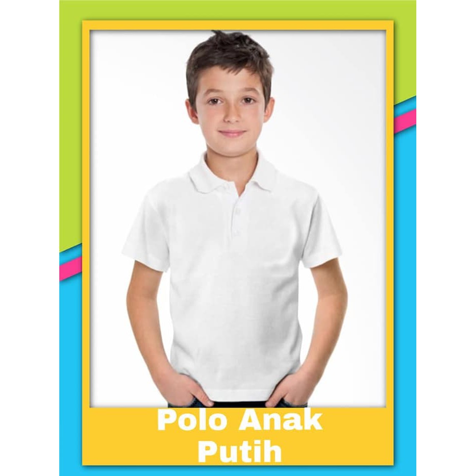Kaos KERAH anak PUTIH lengan pendek - Polo polos anak ALLSIZE -  winstar polos - KAOS KERAH ANAK - K