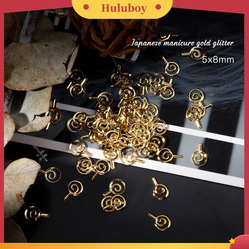 Huluboy Huluboy♡ 100pcs / Set Charms Kuku 3D Efek Glitter Tidak Pudar Bahan Metal Untuk Dekorasi Manicure