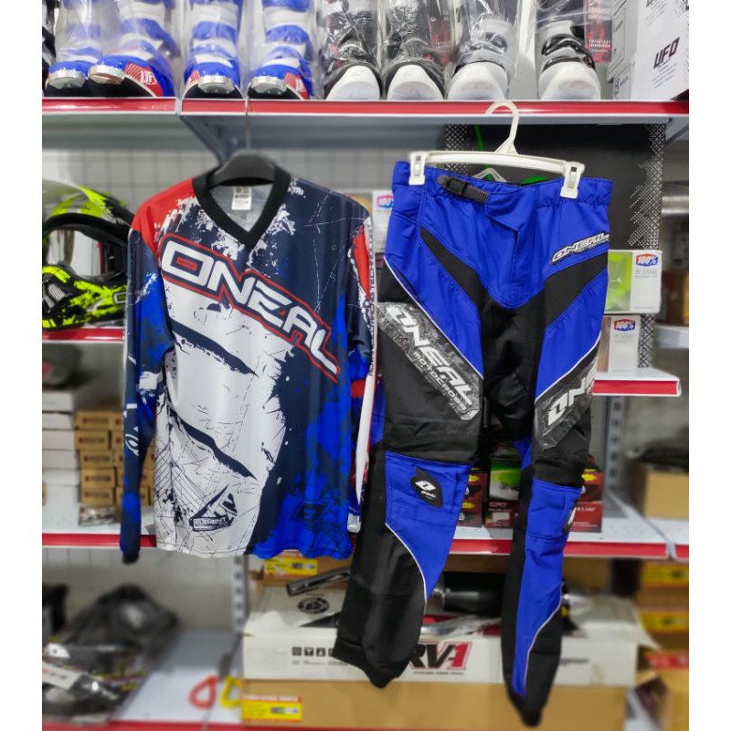 Baju Celana Stelan Trail Motorcross Oneal Biru
