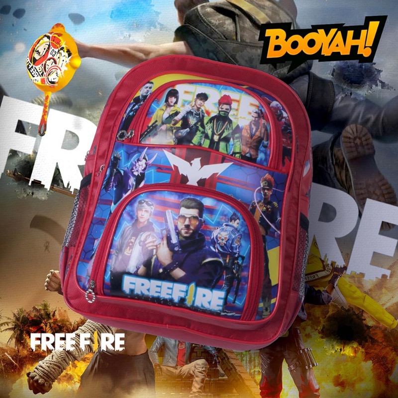 Tas Anak Sekolah PAUD TK SD Keren Karakter Alok Free Fire Booyah Merah | Tas Ransel Anak Laki | Tas Backpack Anak Cowok FF