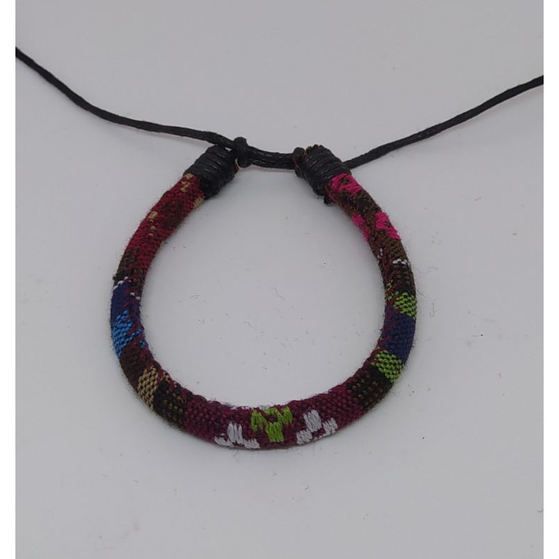 Gelang Tenun Etnik Songket Gelang Rajut Unik Motif Kain Harga Grosir Langsung Pengrajin-Maroon Hijau