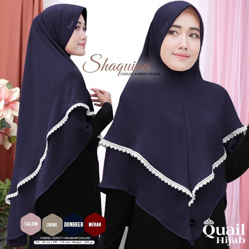 SHAQUINA ORIGINAL QUAIL HIJAB | KHIMAR RENDA QUAIL | KHIMAR QUAIL DONGKER | KHIMAR NAVY SERAGAM