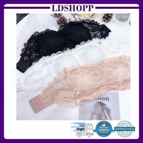 LDS BRA-844 BRA KEMBEN RENDA TANPA TALI BRA BANDEAU DENGAN BUSA TANPA TALI BRA RENDA IMPORT