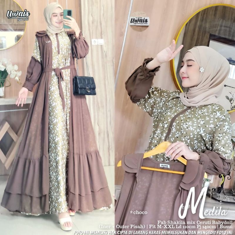 Uwais Medila Maxy Set | gamis setelan medila dress original by uwais