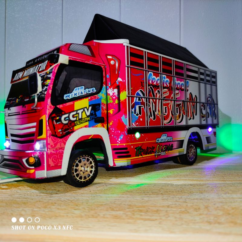 Mainan Mobil Mobilan Truk Oleng Kayu Full Lampu