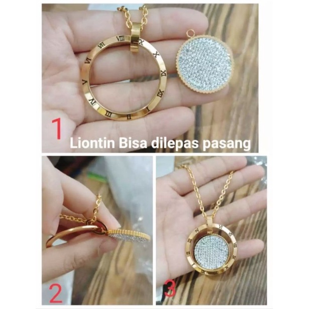 KALUNG LIONTIN TITANIUM MOTIF TERBARU PERHIASAN WANITA TITANIUMTI KARAT PANJANG KALUNG 60-70cm